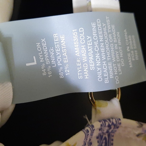 NWT ANTONIO MELANI BLUE BELTED ABYSS FLORAL/STRIPED ONE PIECE SWIMSUIT SZ L - Picture 10 of 16